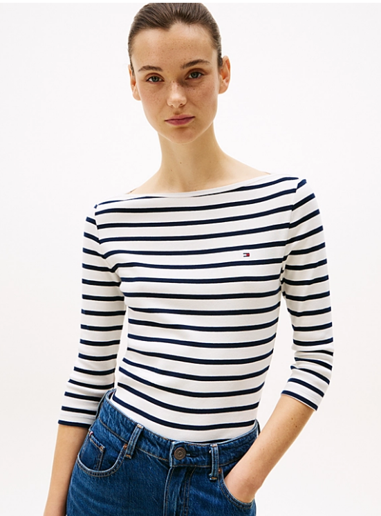 The Class Navy Boat Neck Slim Fit T-Shirt