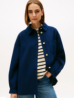 Wool Blend Pocket Regular Navy Shacket