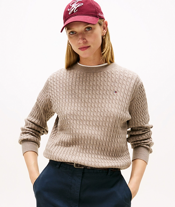 Fine Cable Knit Crew Neck Jumper