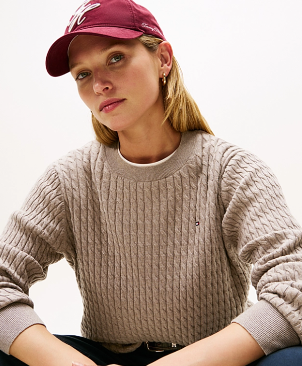 Fine Cable Knit Crew Neck Jumper