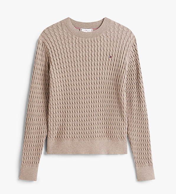 Fine Cable Knit Crew Neck Jumper