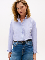 Ruffle Collar Poplin Relaxed Fit Shirt