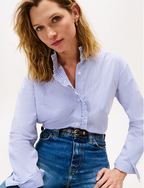 Ruffle Collar Poplin Relaxed Fit Shirt