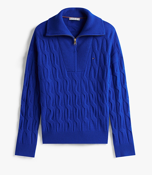 Half-Zip Cable Knit Soft Wool Jumper