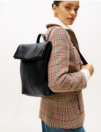 Metallic Logo Webbing Flap Black Backpack