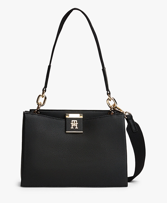 Pebble Grain Webbing Strap Satchel