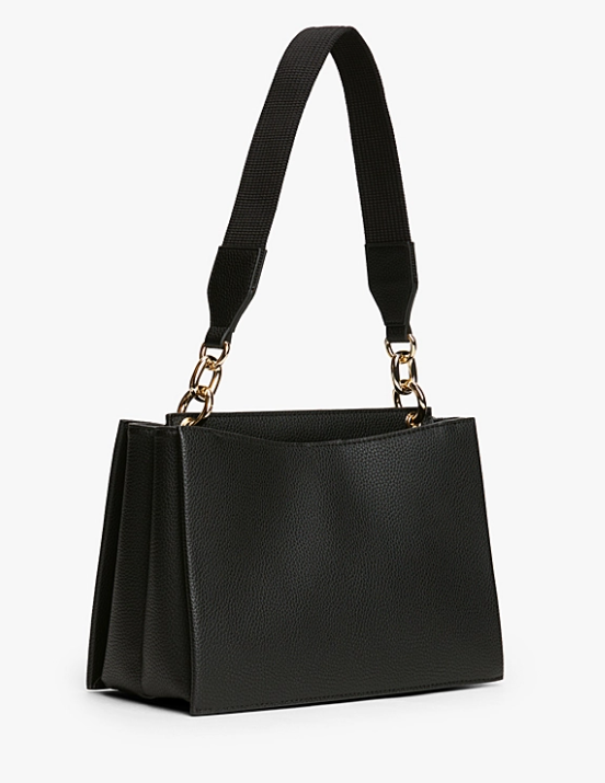 Pebble Grain Webbing Strap Satchel