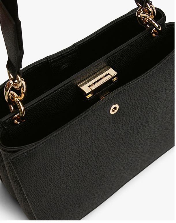 Pebble Grain Webbing Strap Satchel