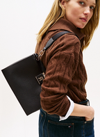 Pebble Grain Webbing Strap Satchel