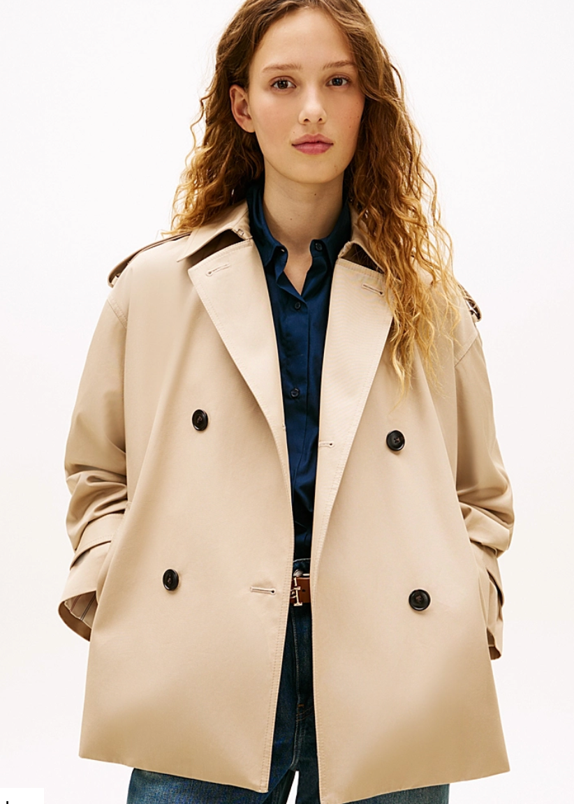 Water Repellent Relaxed Short Trench Coat