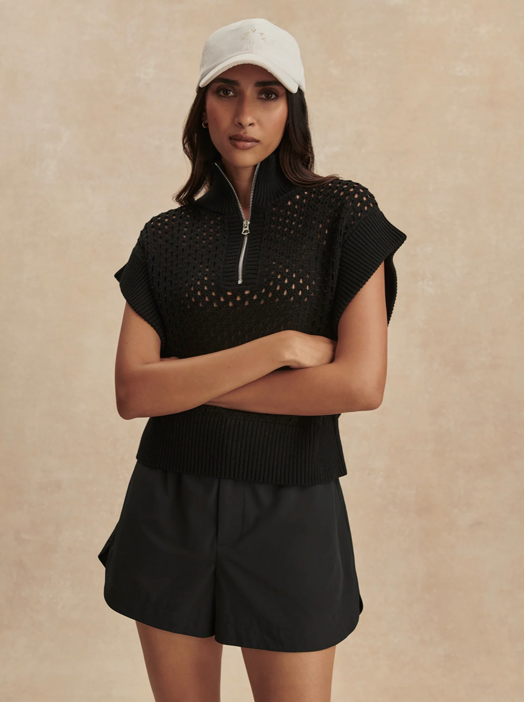 Gaines Black Half-Zip Knit