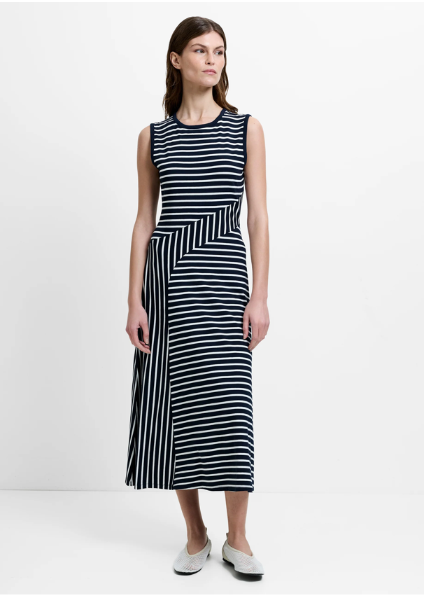 Kyra Jersey Striped Sleeveless Midi Dress