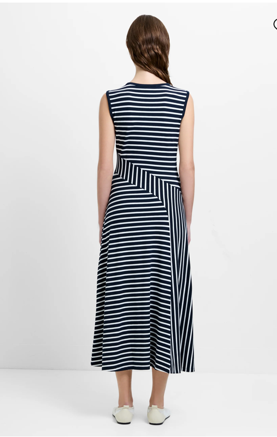 Kyra Jersey Striped Sleeveless Midi Dress