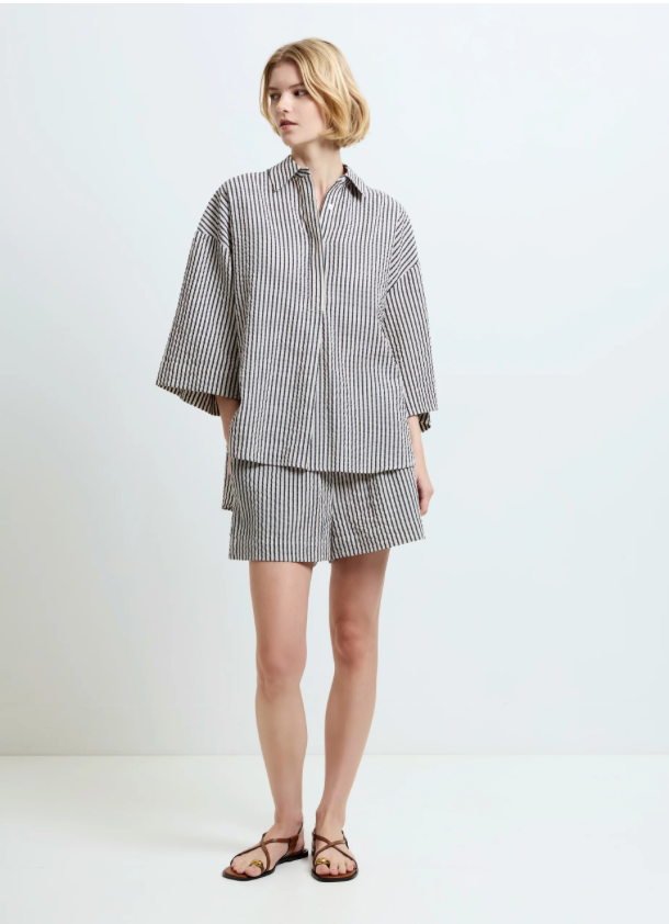 Lia Seersucker Striped Shirt