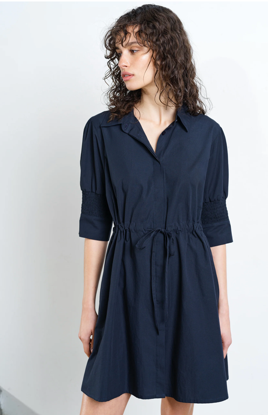 Cambria Cotton Cinched Waist Shirt Dress