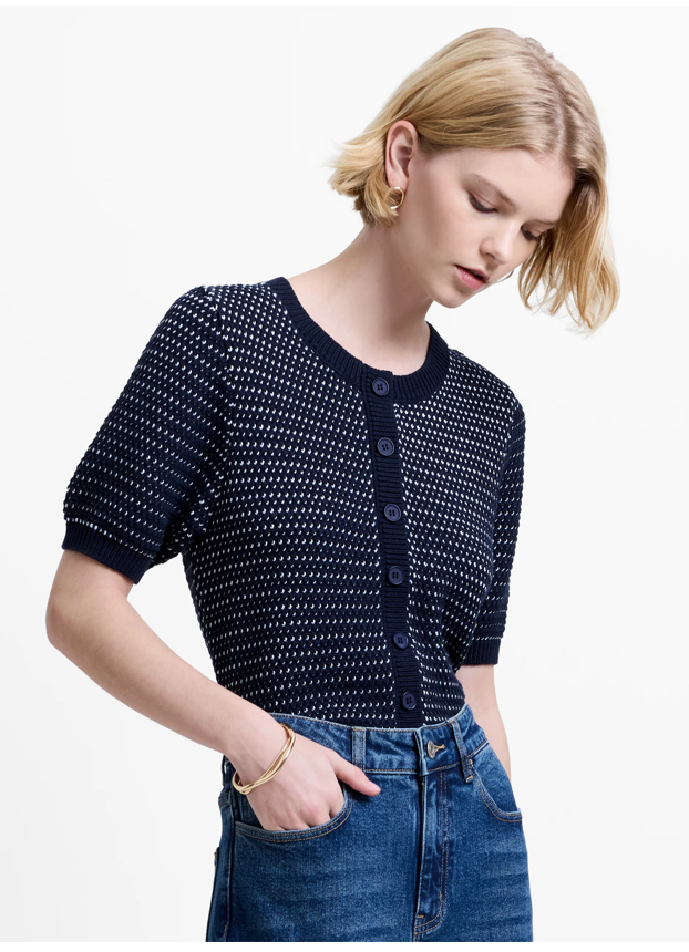 Haddie Mozart Knit Faux Button Top