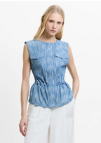 Bessie Textured Denim Cinched Waistcoat