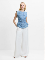 Bessie Textured Denim Cinched Waistcoat