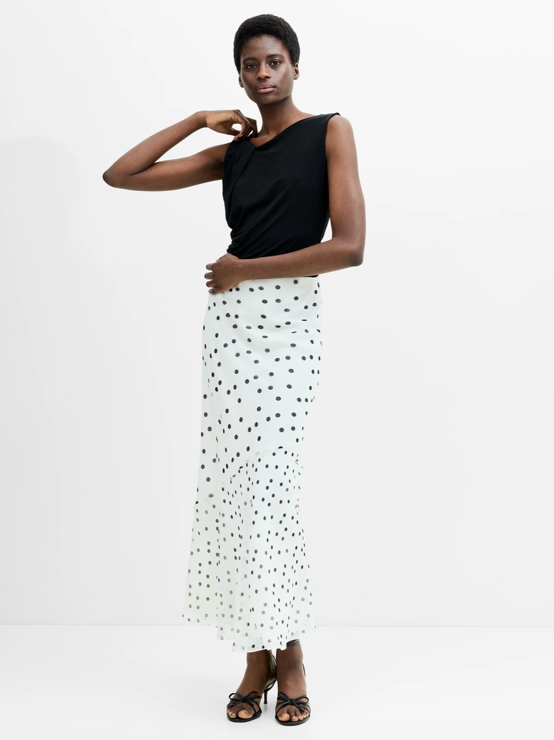 Valeria Emina Chiffon Polka Dot Skirt