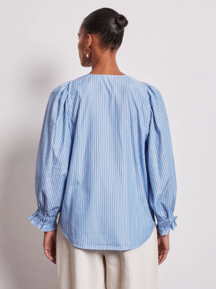 Remi V-Neck Gathered Cuff Shirt