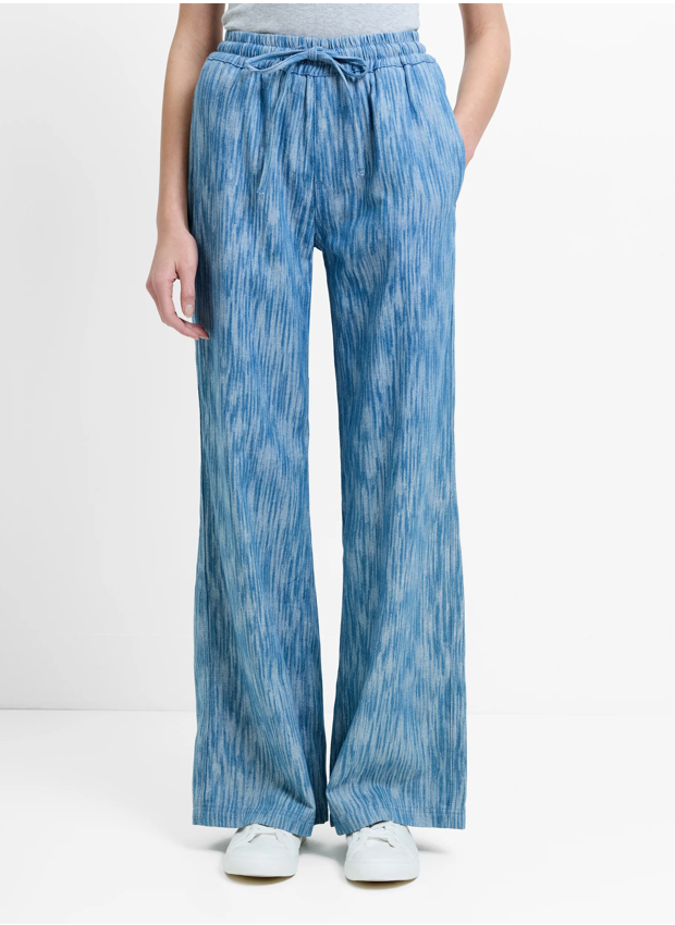 Bessie Textured Denim Wide Leg Trousers