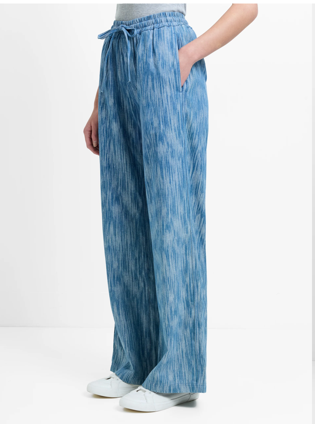 Bessie Textured Denim Wide Leg Trousers