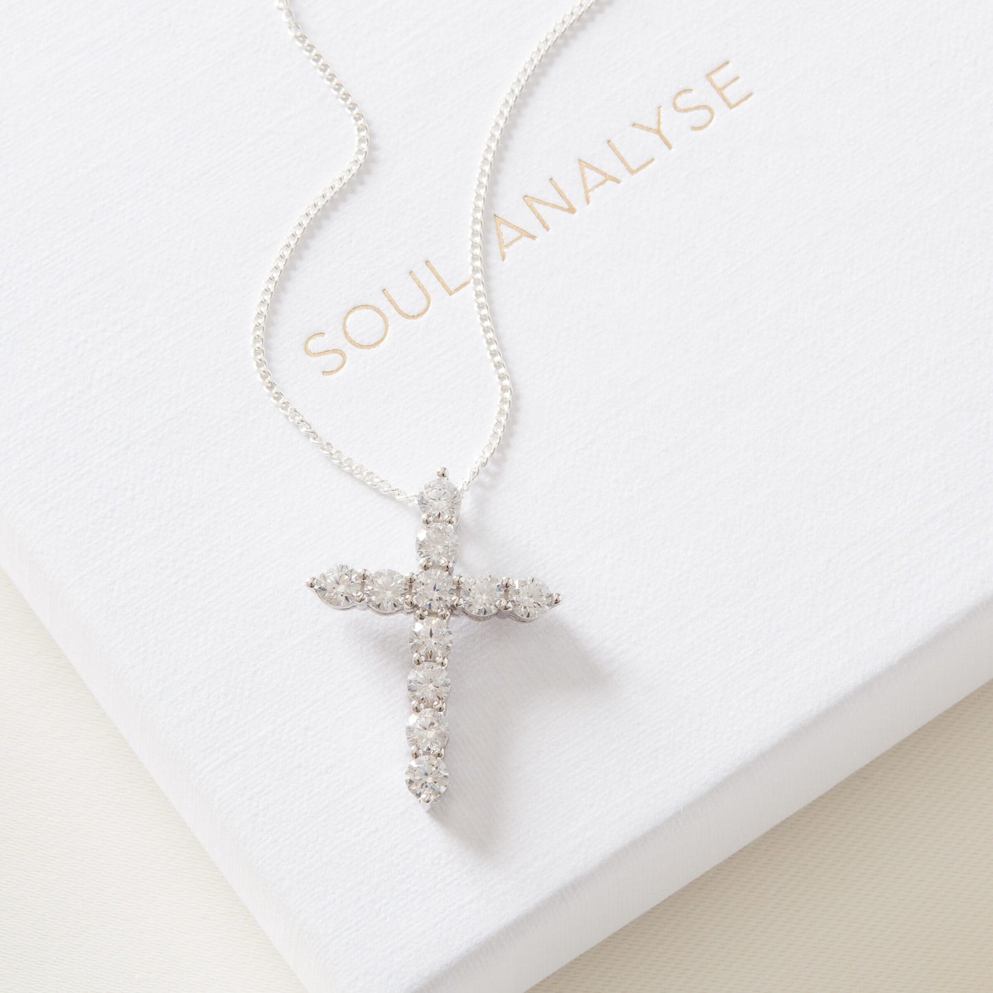 Round Stone Cross Pendant Sterling Silver