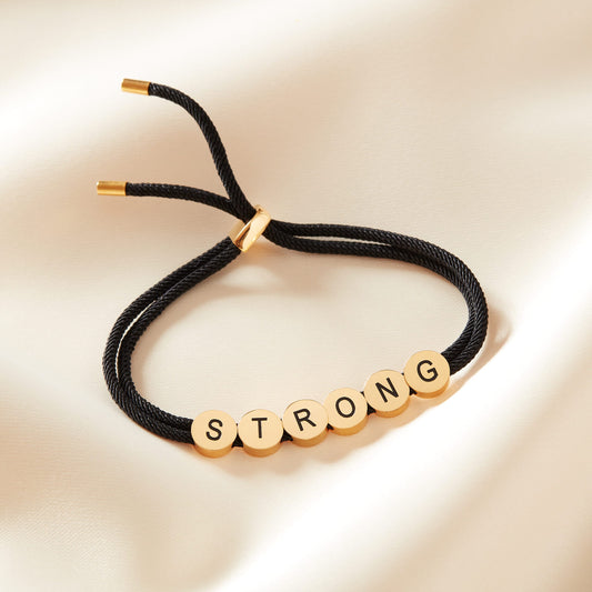 ‘Strong’ Bead Black Rope Bracelet