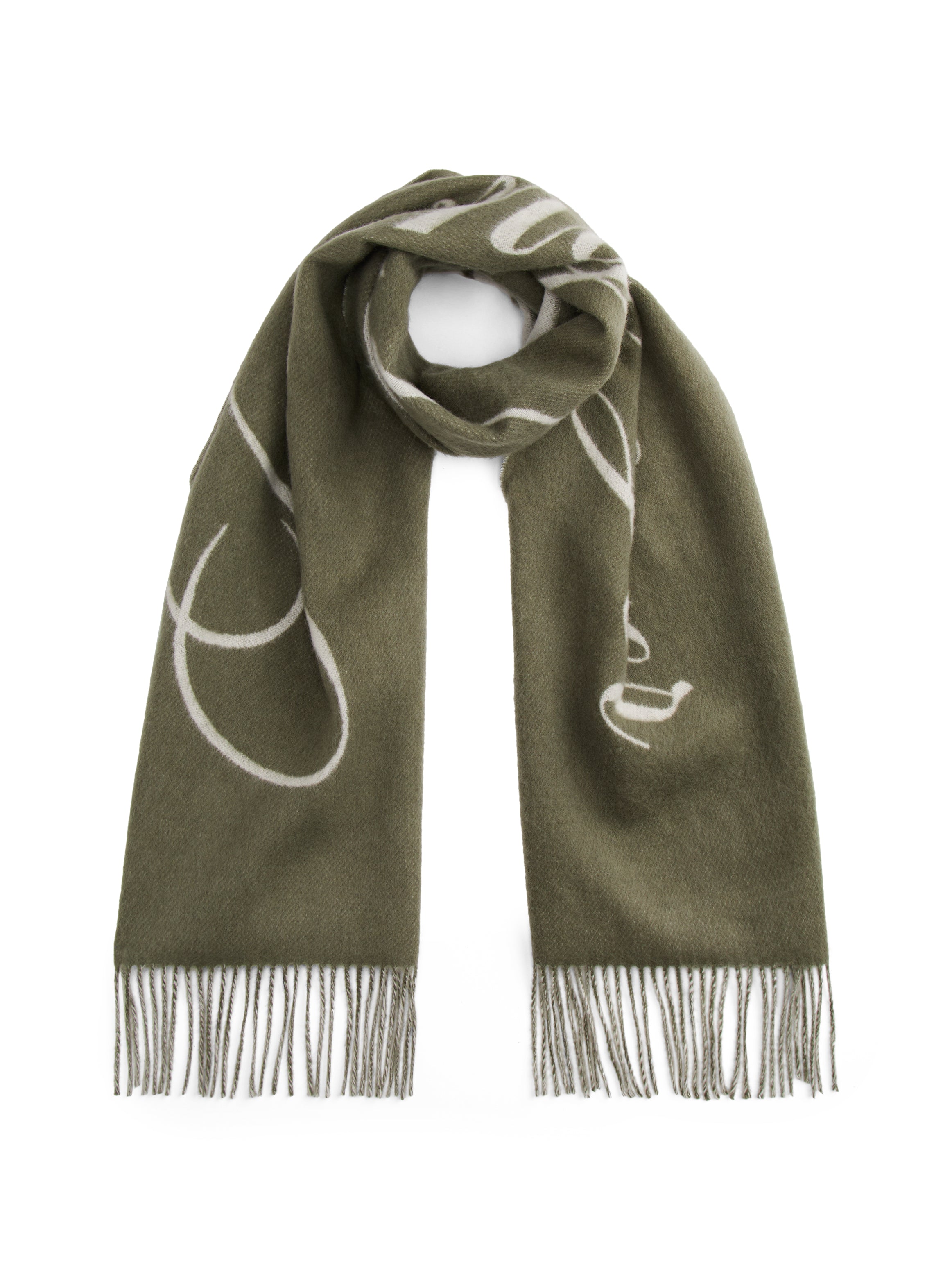 Pure Wool Script Green Logo Scarf