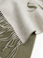 Pure Wool Script Green Logo Scarf