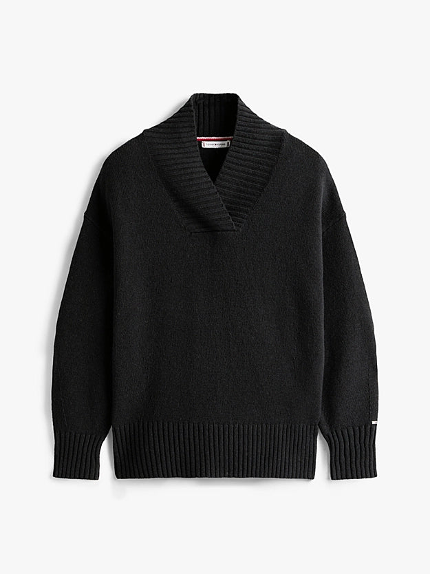 Pure Wool Marl Relaxed Black Jumper