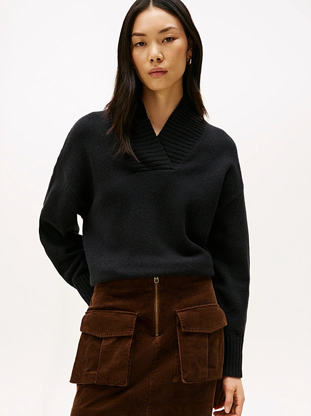 Pure Wool Marl Relaxed Black Jumper