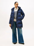 Water Repellent Down Navy Hooded Coat
