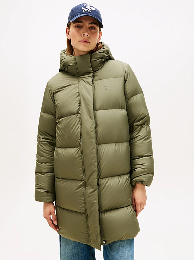 Water Repellent Down Khaki Hooded Coat