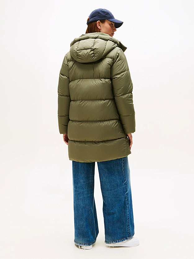 Water Repellent Down Khaki Hooded Coat