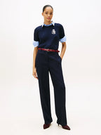 Slim Straight Leg Navy Trousers