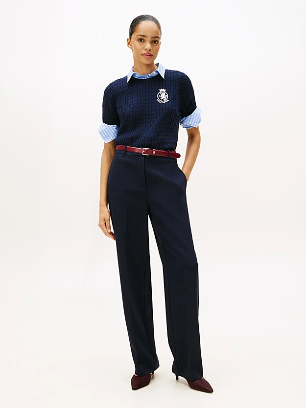 Slim Straight Leg Navy Trousers
