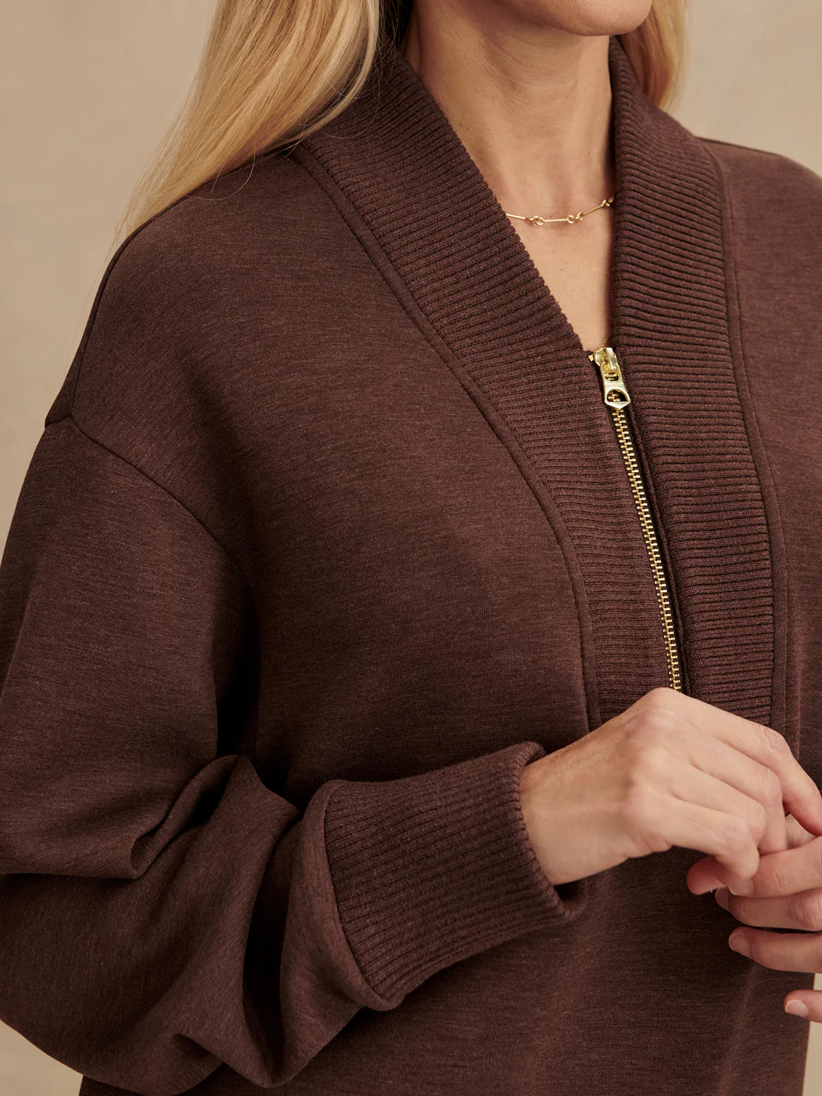 The Sally Coffee Bean Half-Zip Sweat