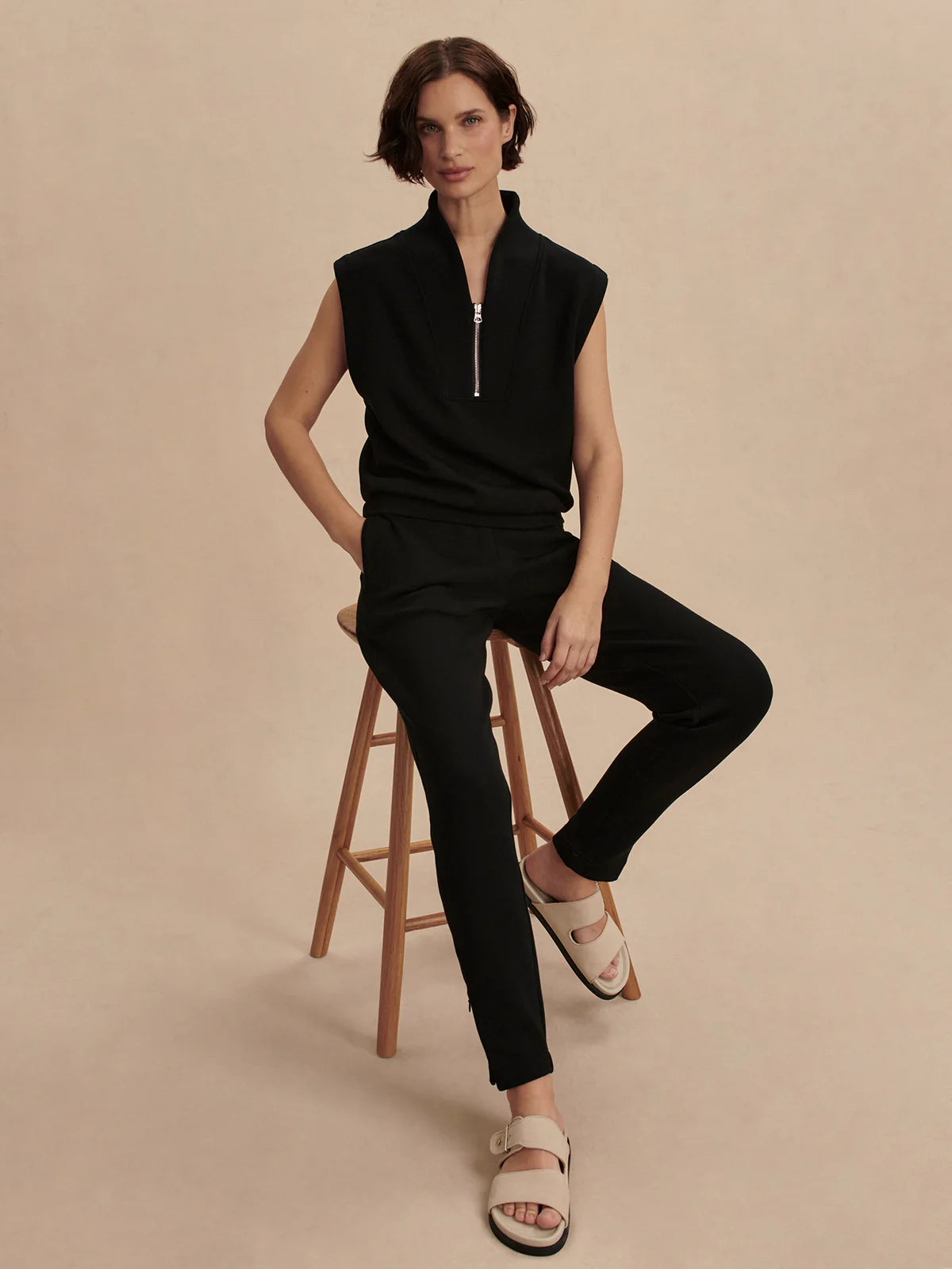 Loretta Half-Zip Sleeveless Sweat