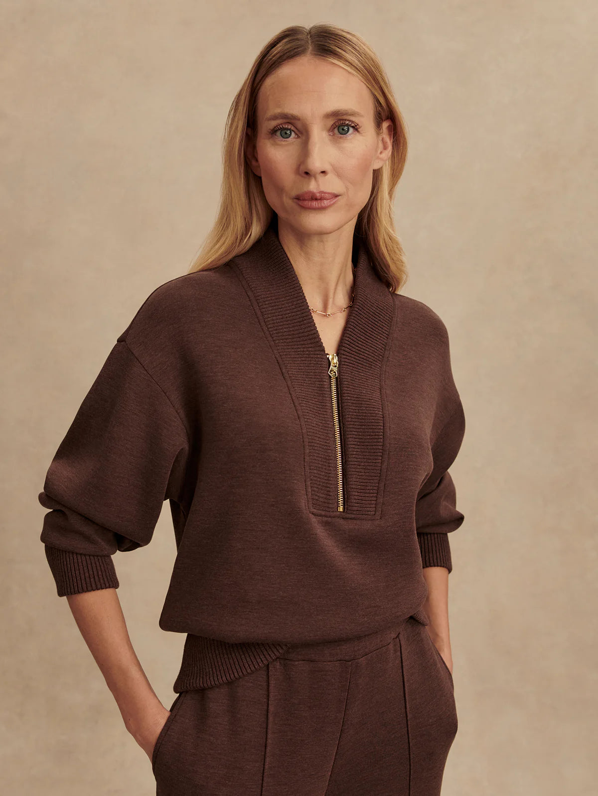 The Sally Coffee Bean Half-Zip Sweat