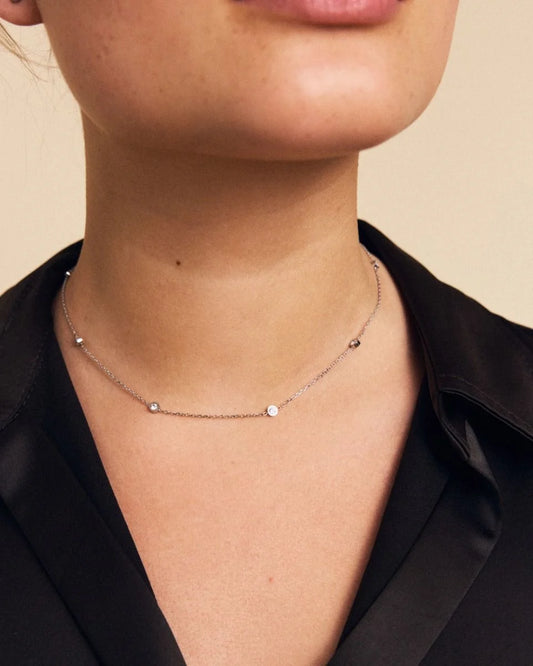 Stella Mini Multi Stud Necklace - Steel