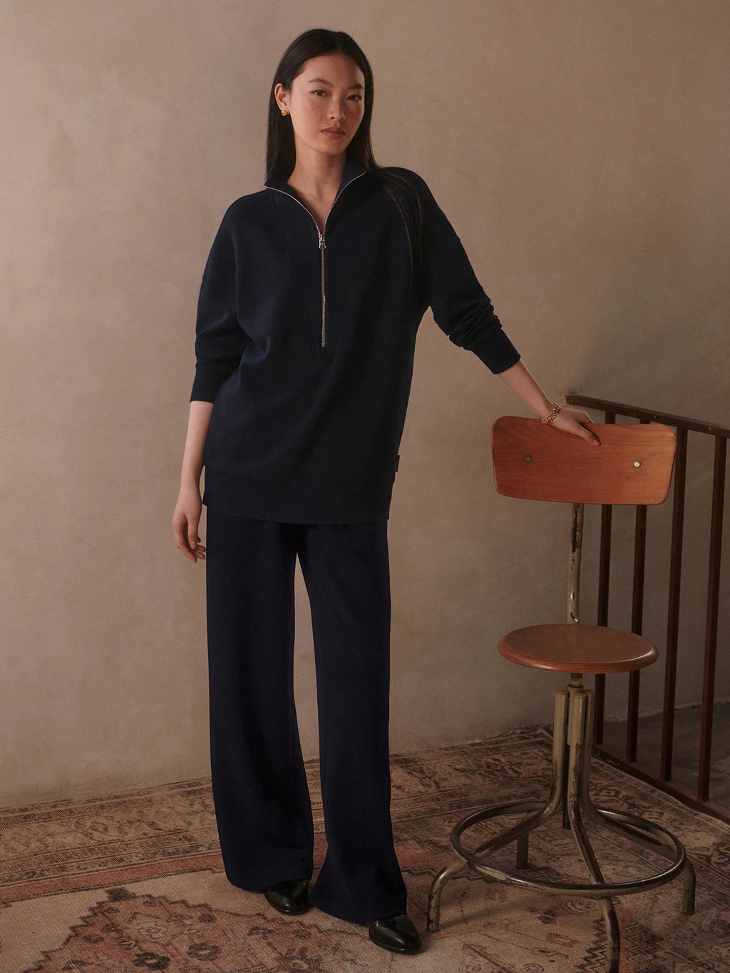 The Extra Wide Leg Navy Pant 29.5"