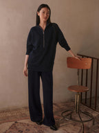 The Extra Wide Leg Navy Pant 29.5"