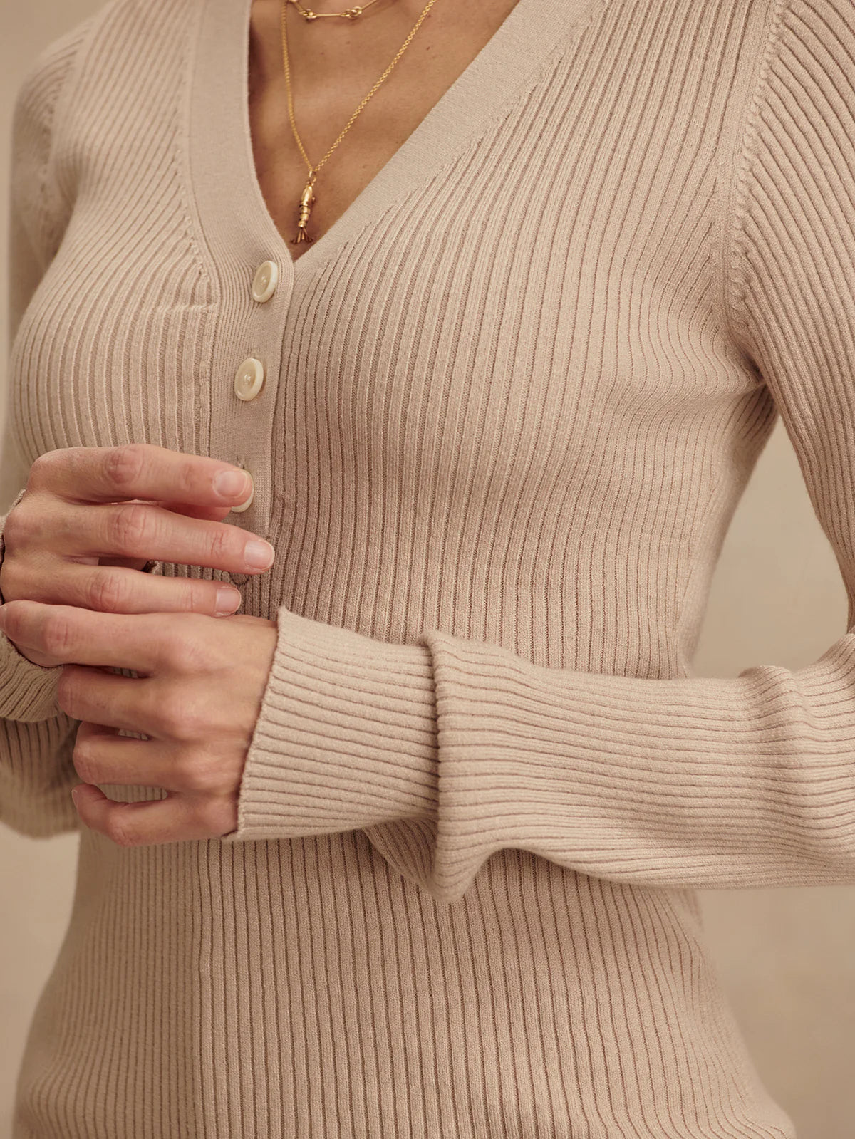 The Blanca V-Neck Rib Knit Top