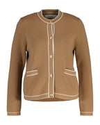 Camel Contrast Knit Cardigan