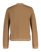 Camel Contrast Knit Cardigan