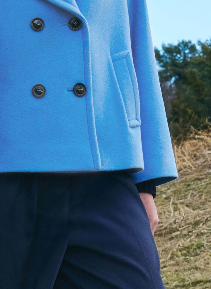 ICONS Short Oversized Light Blue Wool Coat