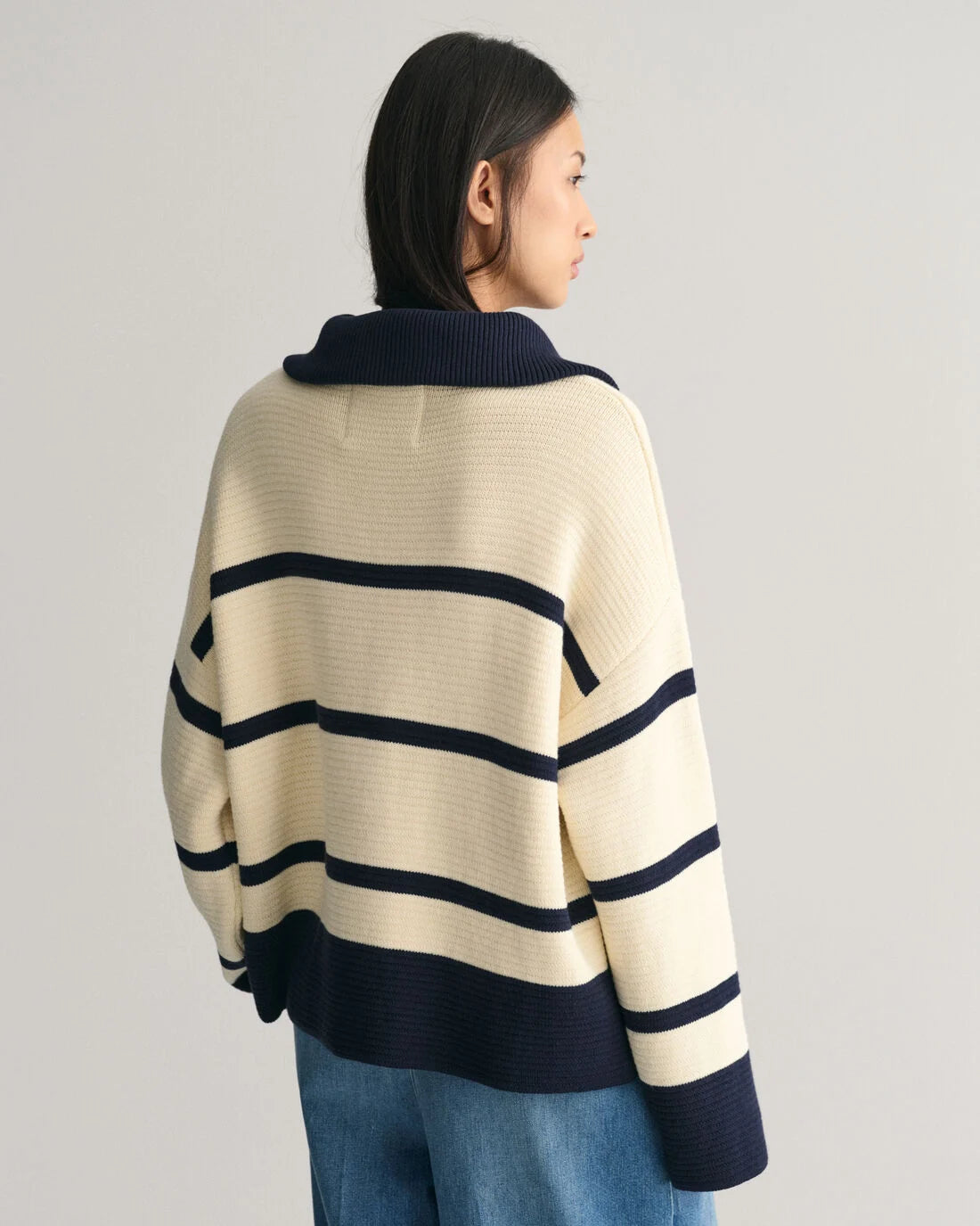 Breton Striped Half-Zip Knitted Sweater