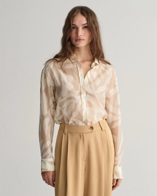 Palm Print Cotton Silk Shirt
