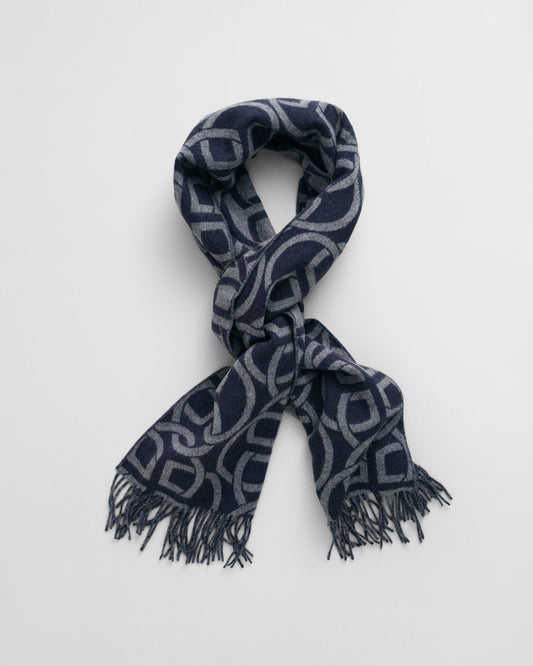 G Pattern Wool Scarf - Evening Blue